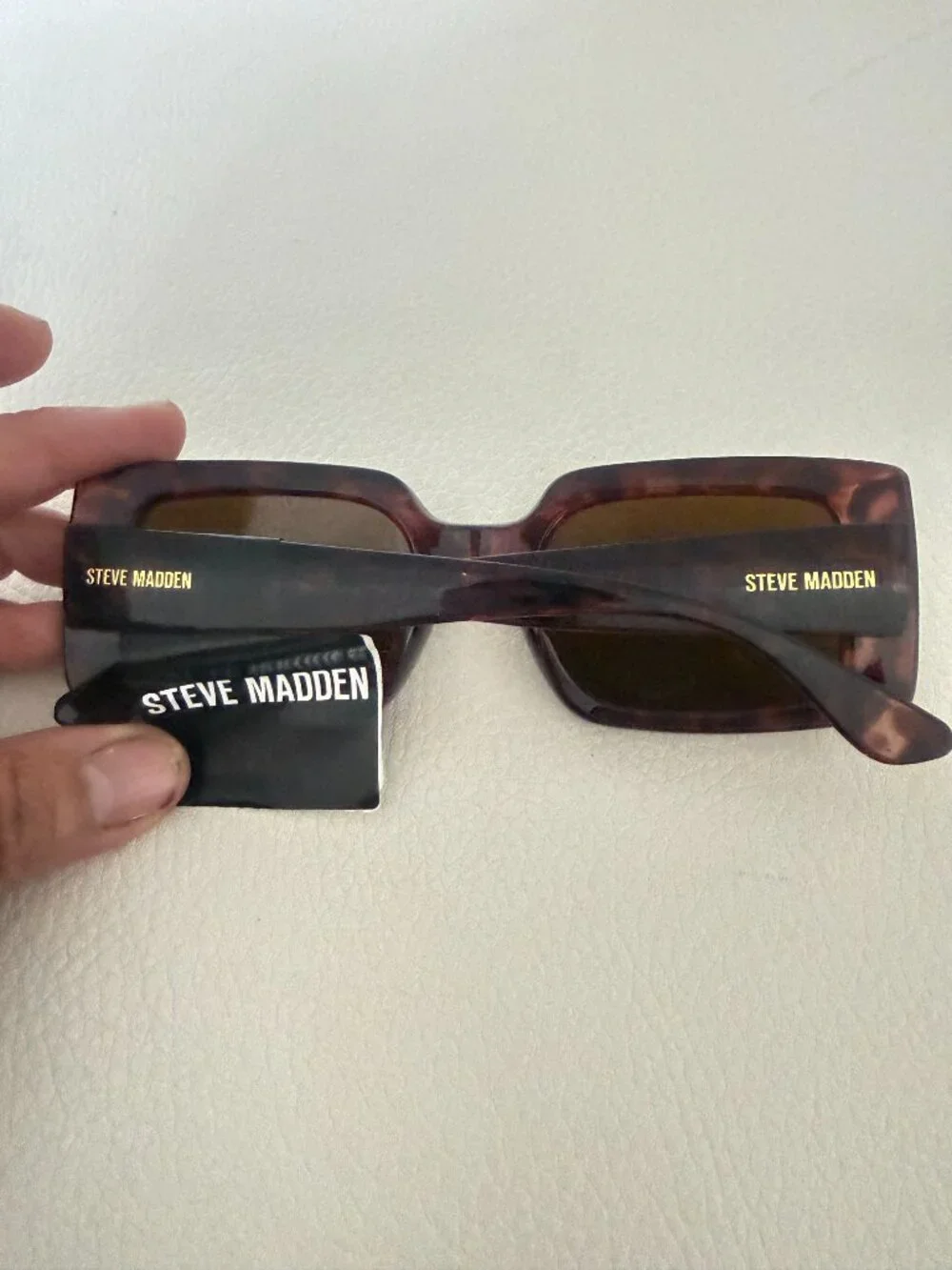 NWT STEVE MADDEN SONIQUE TORTOISE BROWN RECTANGULAR SUNGLASSES RETRO STYLE